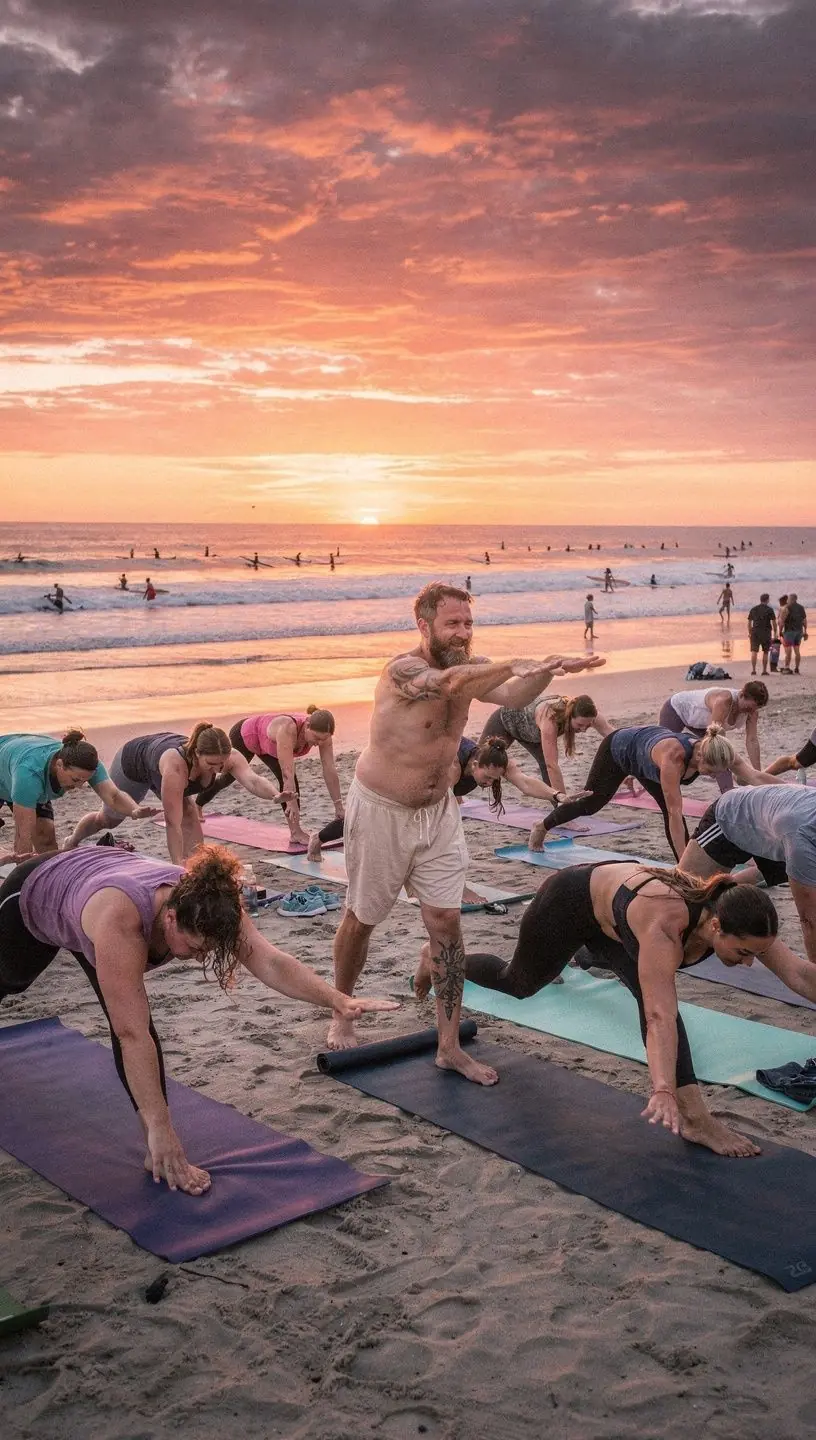 Άνθρωποι που ασκούνται σε γιόγκα σε ένα ήσυχο δάσος, συνδυάζοντας τη φύση με την πνευματικότητα.